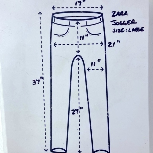 Zara Washed Effect Mens Large Slim Fit Jogger Pants Grey - Picture 5 of 5